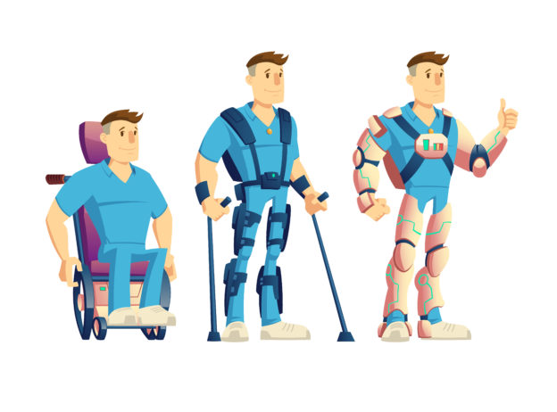 Exoskeletons for disabled people cartoon vector